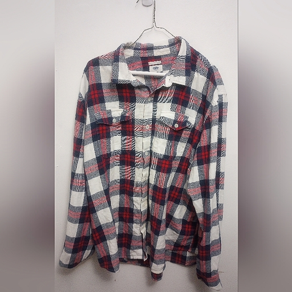 Old Navy Men's Long Sleeve Flannel Plaid Shirt, XXL